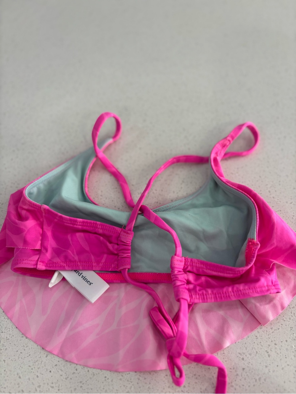 Vineyard Vines Girls Hot Pink Ruffle Two-Piece Swimsuit Size XS 5/6 - Picture 3 of 6